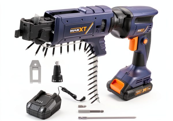 20V Drywall Screw Gun Brushless, MAXXT Cordless Lithium-Ion Brushless Self Feeding Drywall Screwdriver Autofeed 5000RPM with Collated Drywall Attachment（Included 2.0Ah Battery and Charger）-0