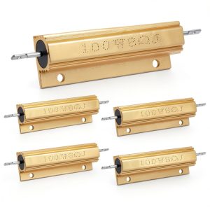 BokWin 5 Pcs 100W 8Ohm 5% Wirewound Aluminum Shell Gold Load Equalizing Resistors for Ring Doorbell, Car Light, Audio, Elevator-0