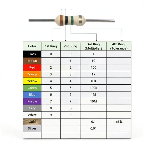 1M Ohm Carbon Film Single Fixed Resistor 1/4 W (0.25 Watts) 5% Tolerance, (1M R, 1M ohm, 1M Ω) Resistor (10 Pack)-1