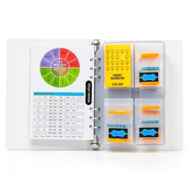 EEEEE 61 Values (Pack of 1095) 1% 0.25w Resistor Book kit, 1Ω-10MΩ RoHS Compliant for Arduino, Assorted resistors Set, Assortment ohm Pack (Ω, K, M)-1